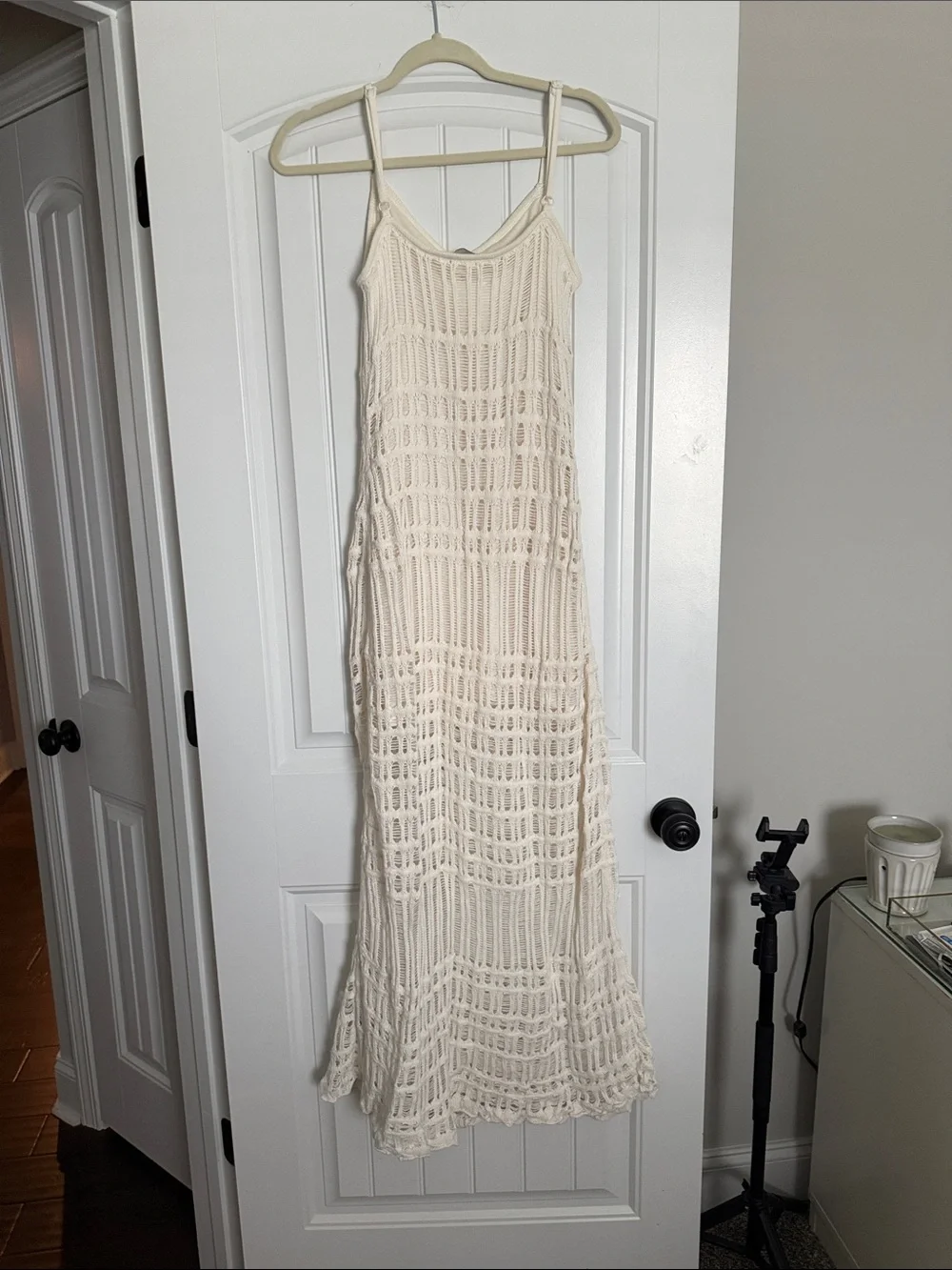 Abercrombie & Fitch Cream Crochet Maxi Dress